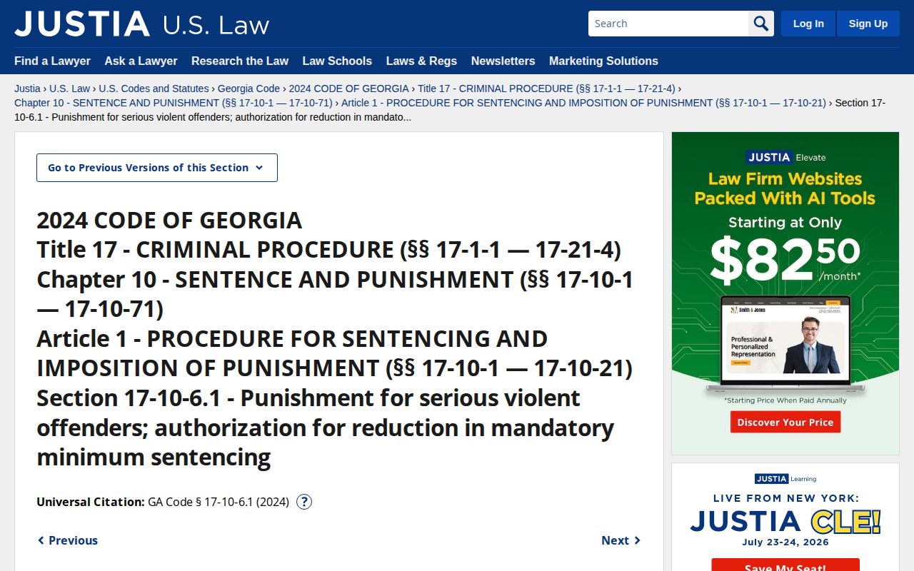 Georgia serious violent felony rules for Talbot County release dates