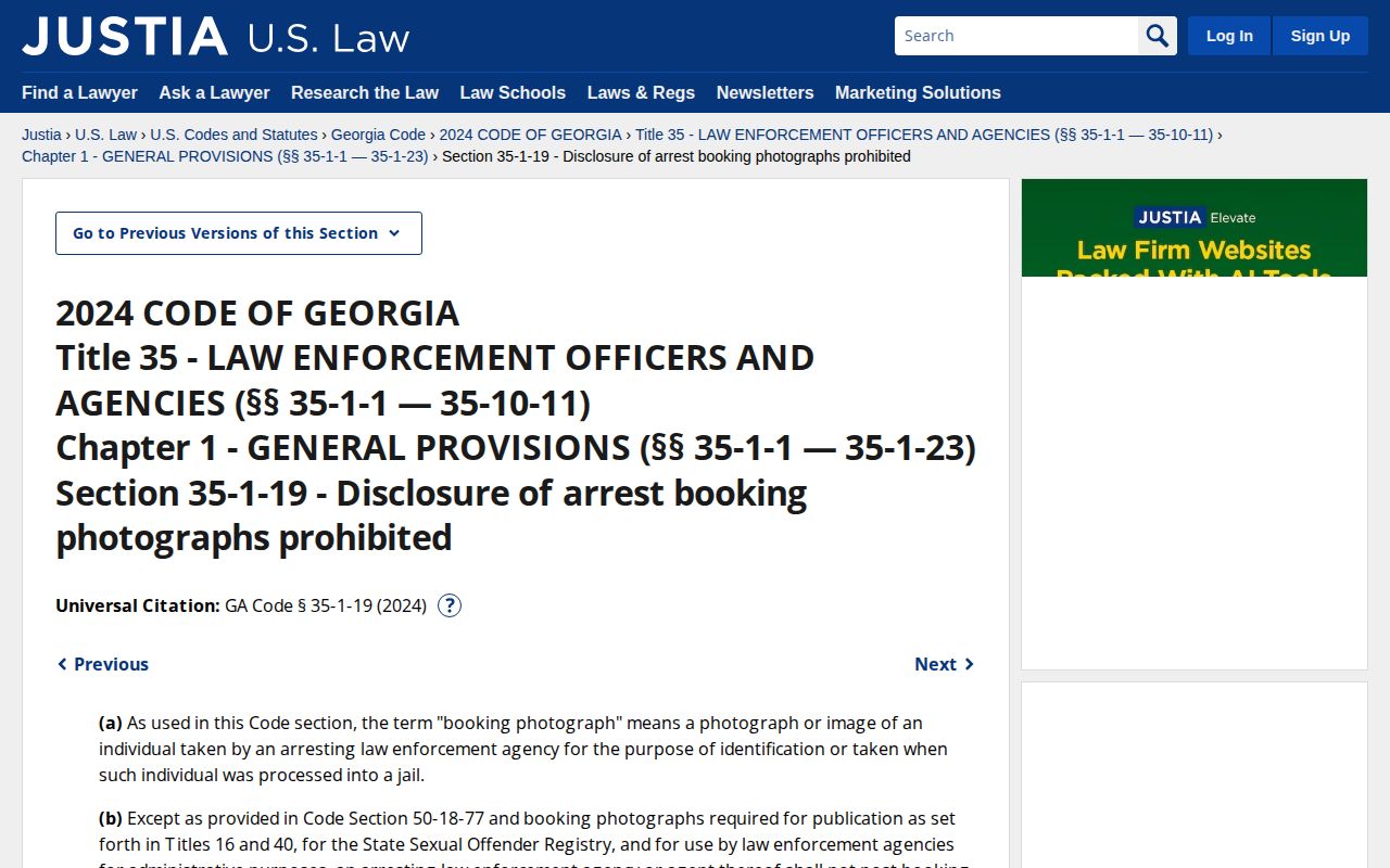 Georgia booking photograph disclosure law for Talbot County records