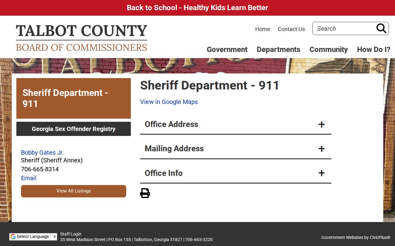 Talbot County Jail release records contact page